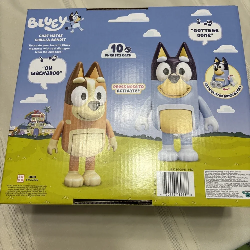 Bluey Chat Mates Chilli & Bandit Talking Figures 10 Phrases Moose Toys New